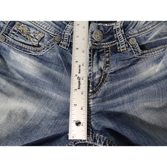 Suki Mid Slim Boot Jeans 26x31 Dark Wash Jewels Bling Pockets Y2K Rockabilly Vtg - Picture 8 of 16